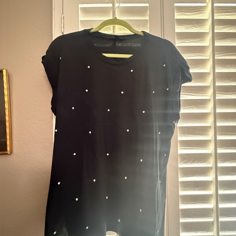 INC International Concepts Black Top with Pearl Details